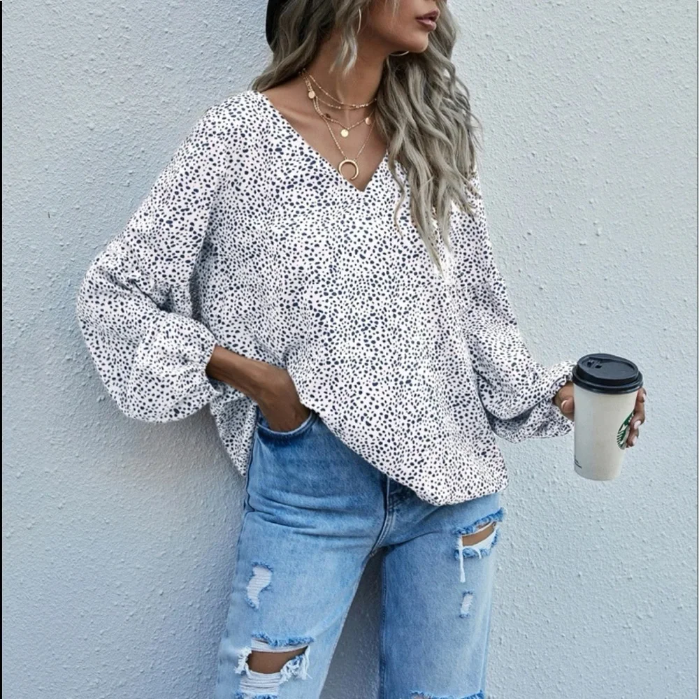 Boho Print Long Sleeve Top Blouse shirt - Picture 1 of 9